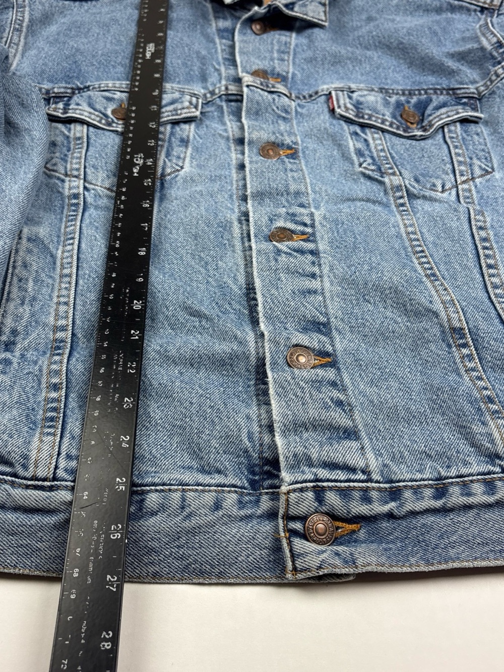 Levis Men Large Denim Jacket Denim Trucker Blue Relaxed Fit 70507-0389 Cotton - Picture 3 of 9